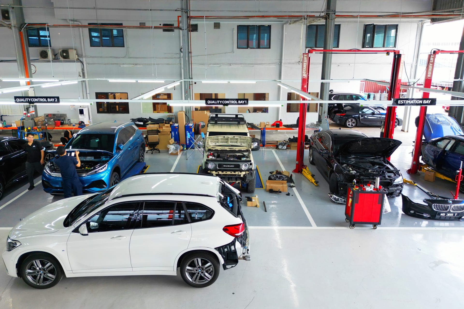 Millennium Autocare workshop — quality control bays